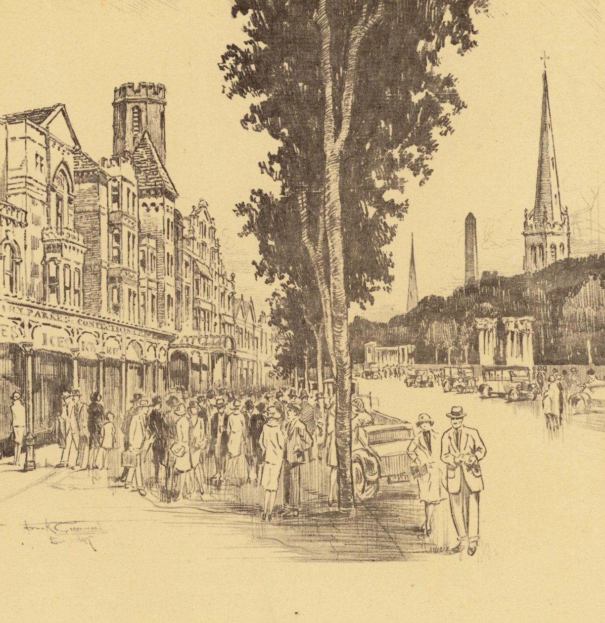 Southport, Lord Street (litografia) da Frank Greenwood