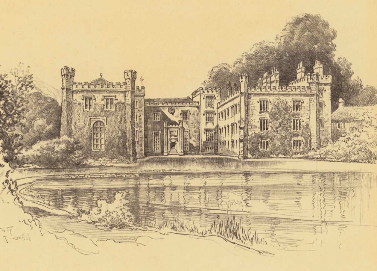 Towneley Hall, Burnley (litografia) da Frank Greenwood