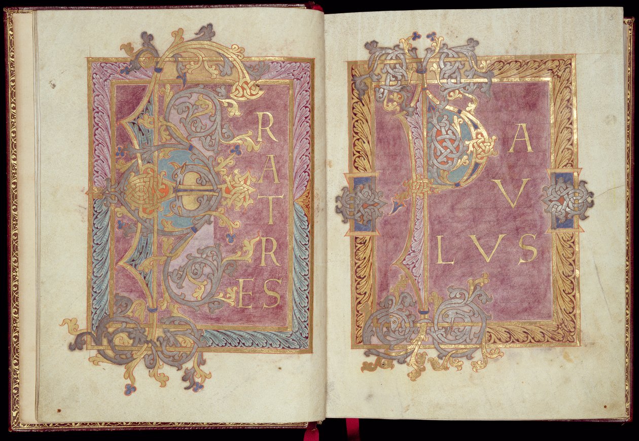 Ms McClean 30, ff.2v-3r: Pagine iniziali incorniciate con foglie di acanto, dall