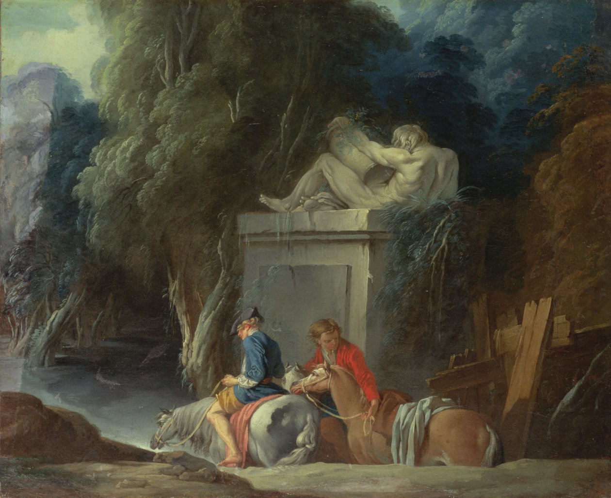 Attraversando il guado, fine anni 1730 (metà destra del dipinto originale con 73441) da François Boucher