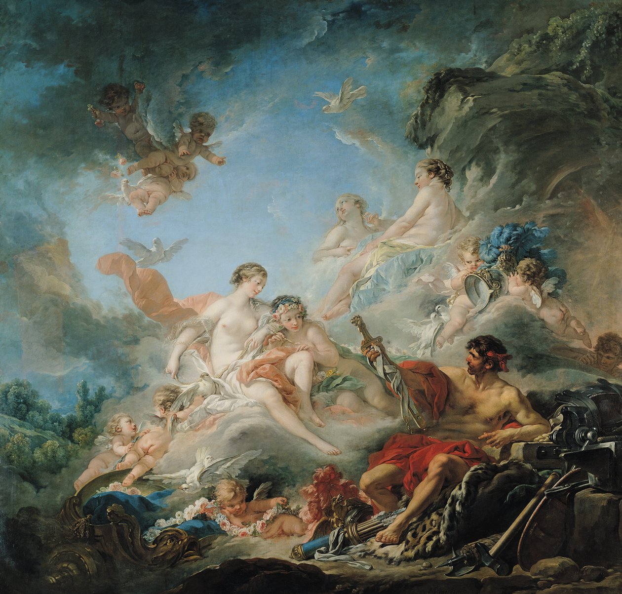 La fucina di Vulcano, o Vulcano che presenta armi per Enea a Venere, cartone per arazzo da François Boucher