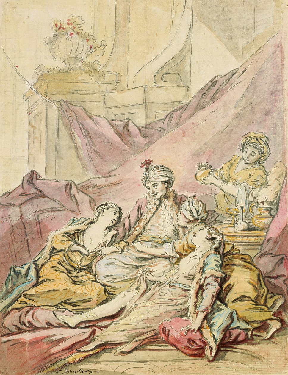 Il Pascià nel suo harem, c. 1735-1739 da François Boucher