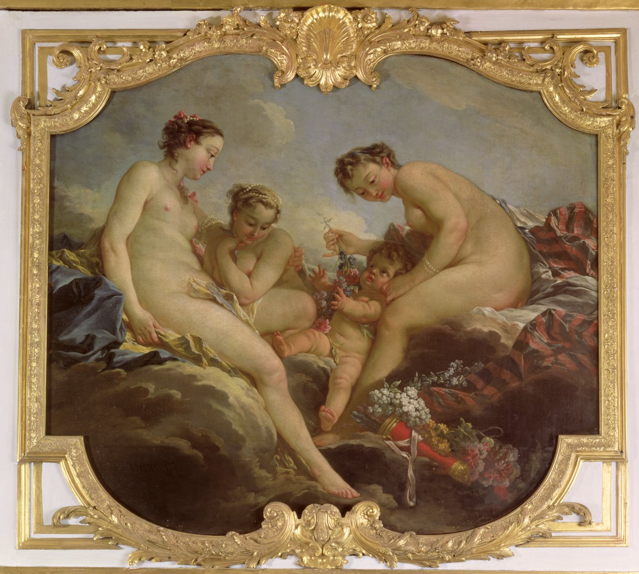 Le Tre Grazie, pannello decorativo dalla Camera da Letto della Principessa di Rohan, c.1735-40 da François Boucher