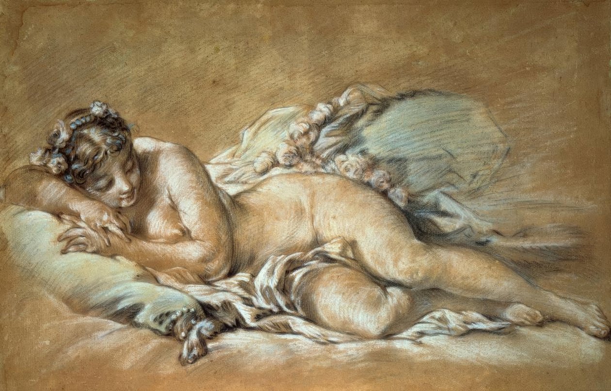 Una giovane donna addormentata da François Boucher