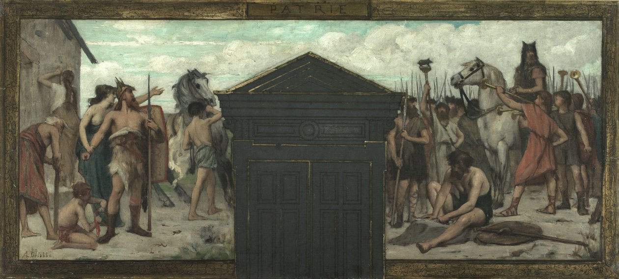 Bozzetto per il municipio del XV arrondissement: La Patrie, tra il 1883 e il 1884 (olio su tela) da François Alfred Delobbe