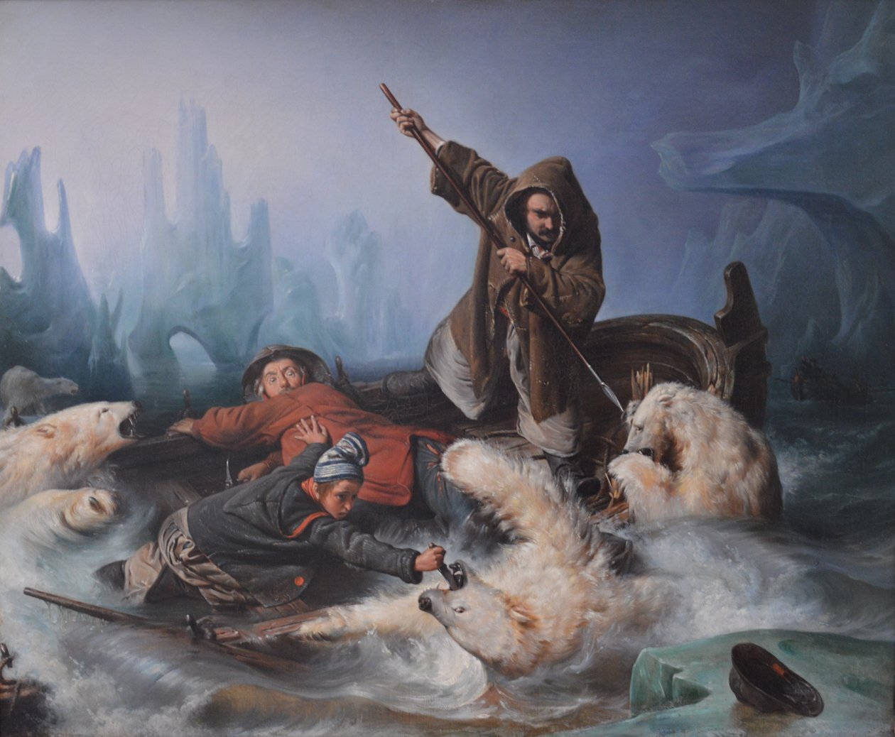 Lotta con gli orsi polari da François Auguste Biard