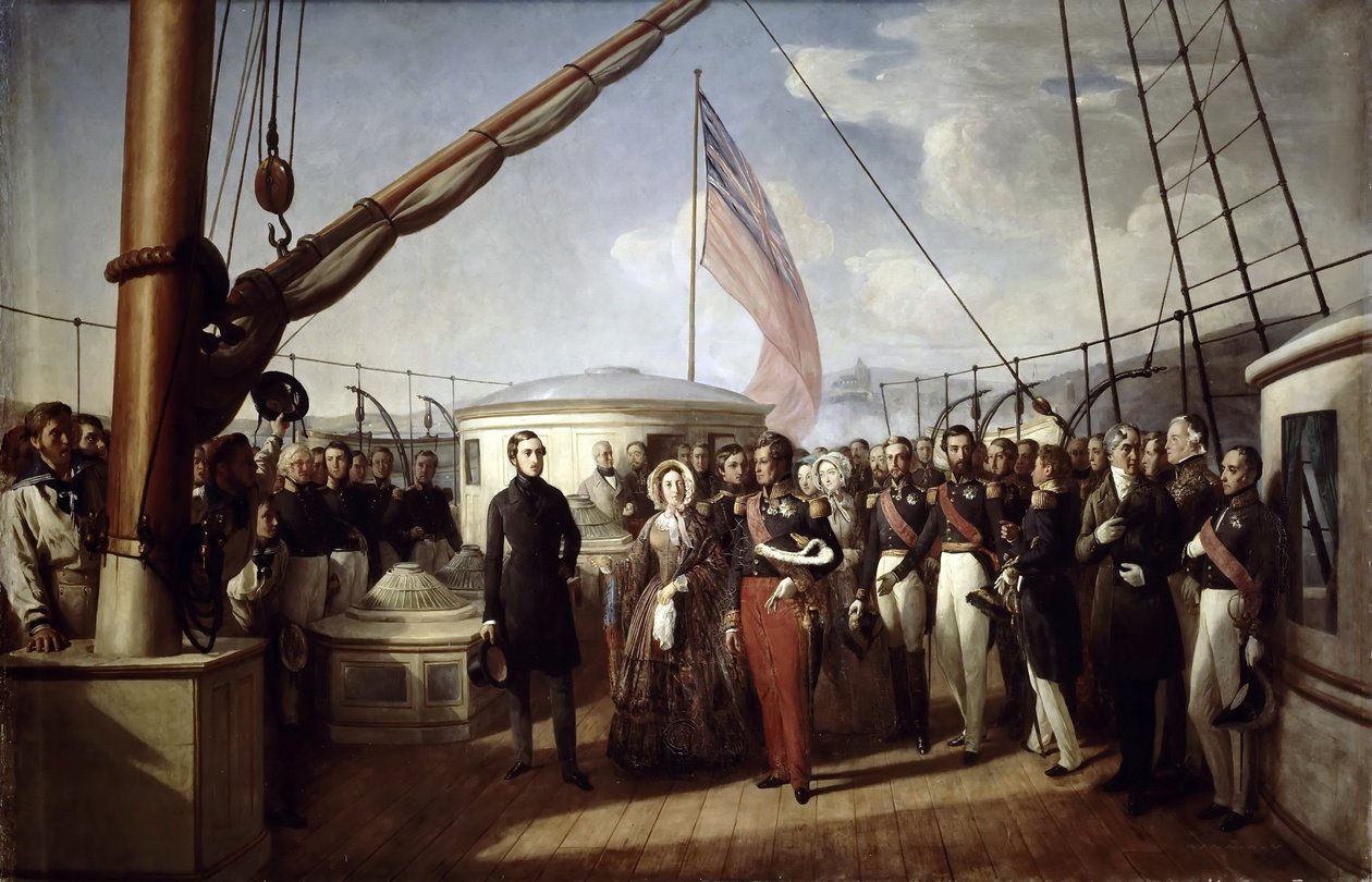 La Regina Vittoria riceve il Re Luigi Filippo I a bordo dello Yacht Reale, 2 settembre 1843 da François Auguste Biard
