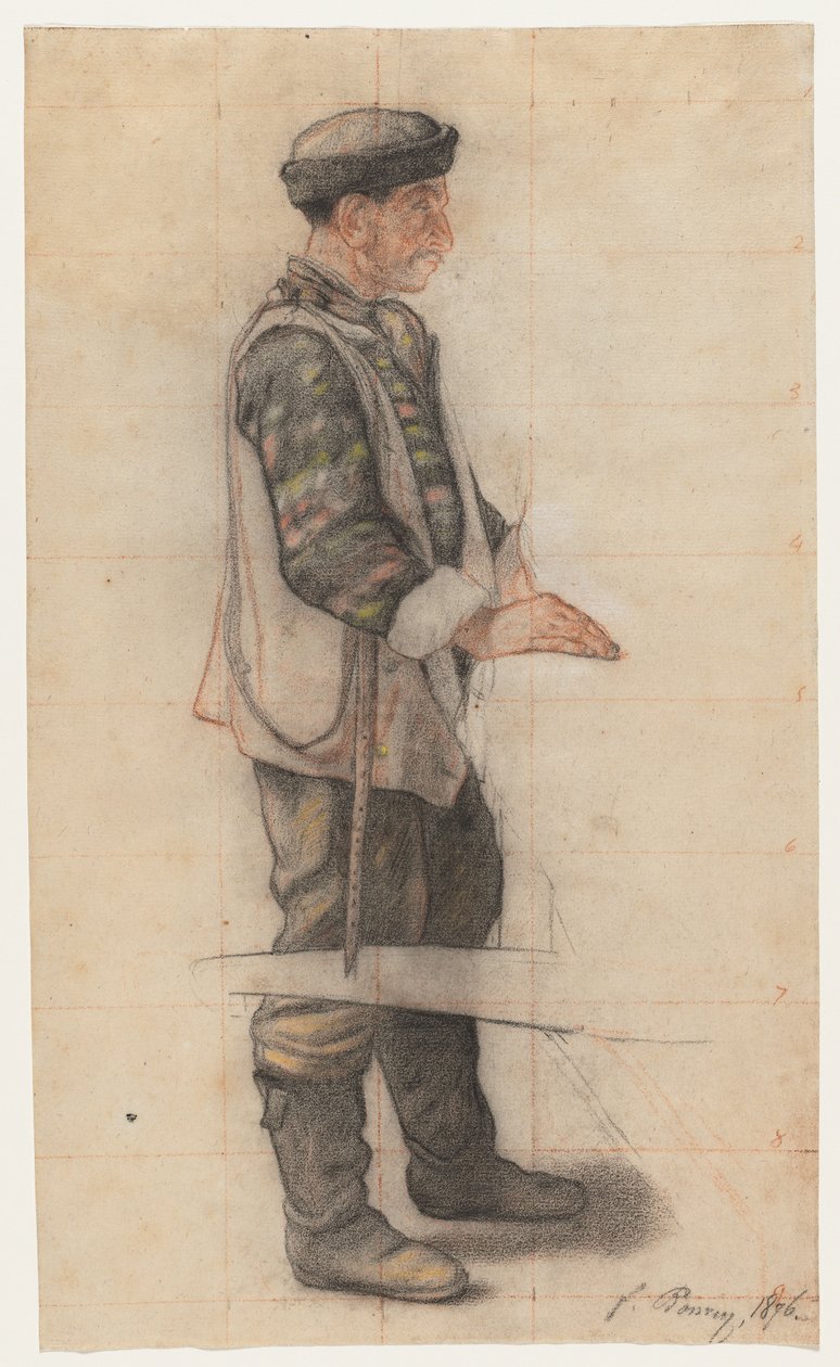 Il portatore di barella (Studio per "Le Couvreur tombé") da François Bonvin