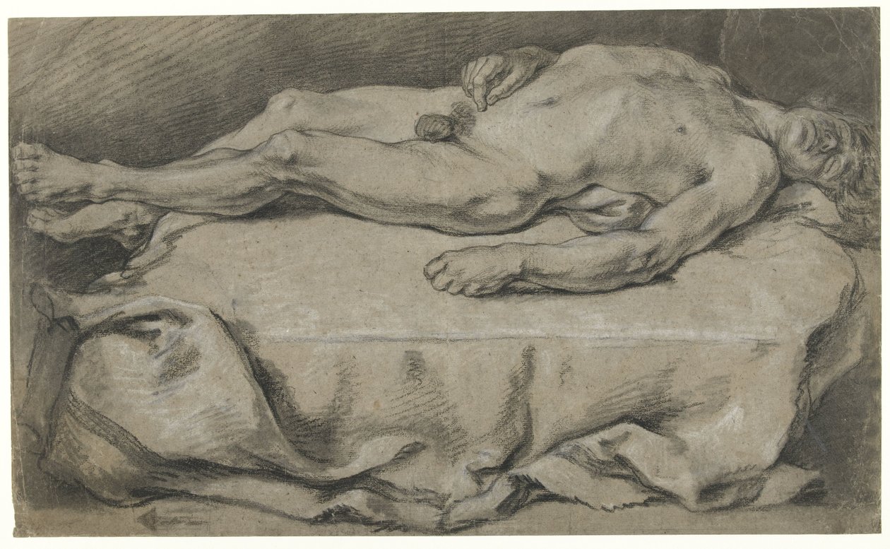 Studio anatomico di nudo maschile sdraiato da François Boucher (manner of)