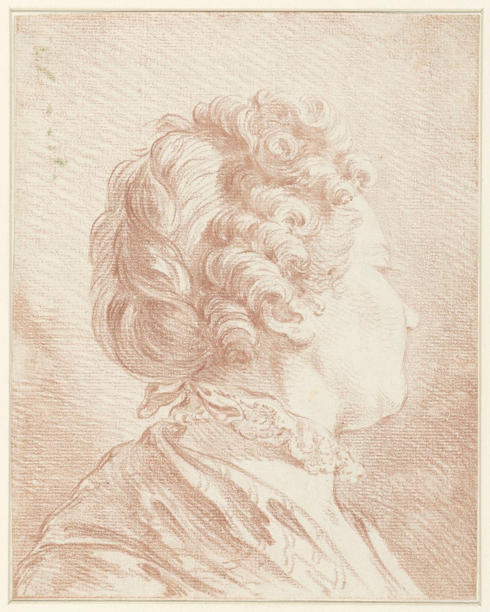 Testa di donna che guarda a destra con un colletto di pizzo da François Boucher (possibly)