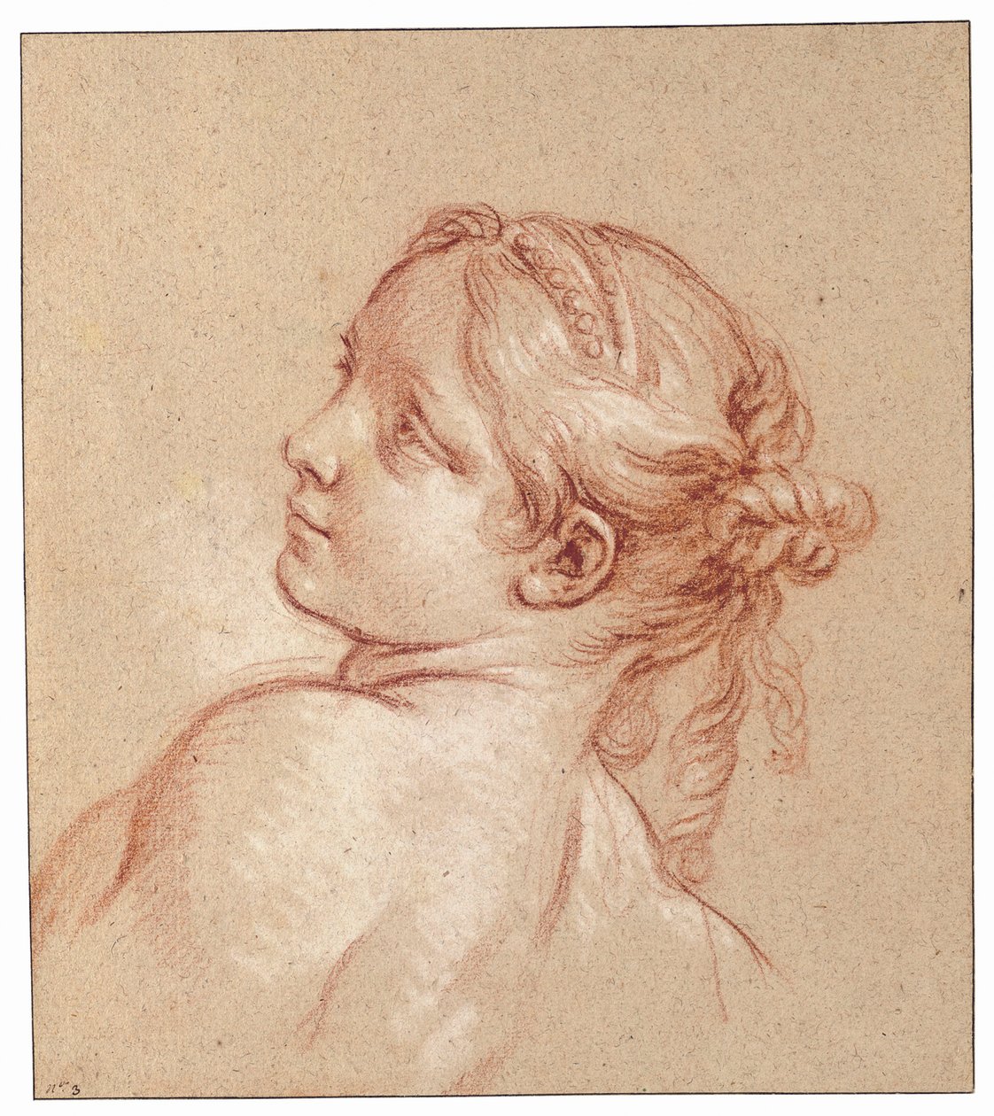 Una Ragazza, busto, la Testa Inclinata a Sinistra da François Boucher