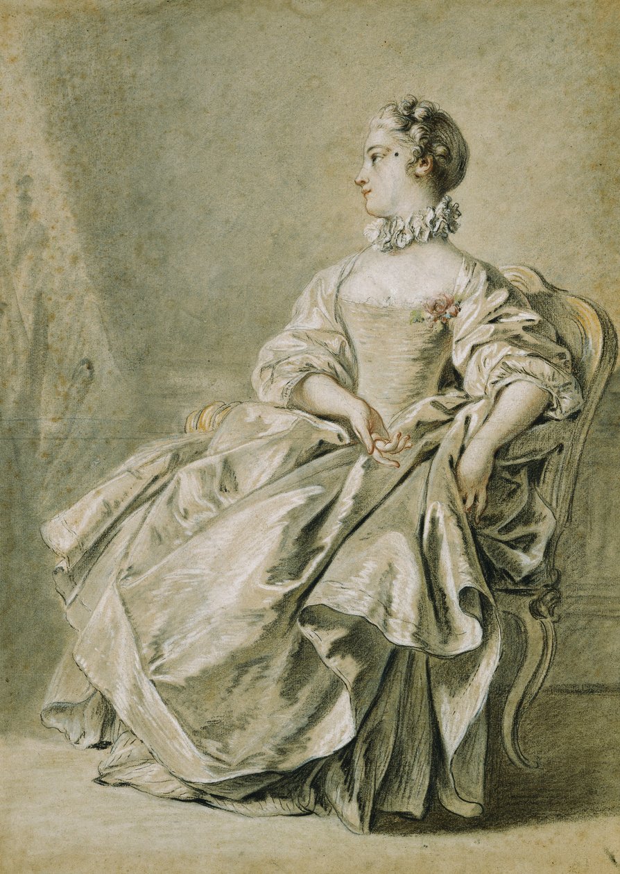 Giovane donna seduta di profilo a sinistra da François Boucher