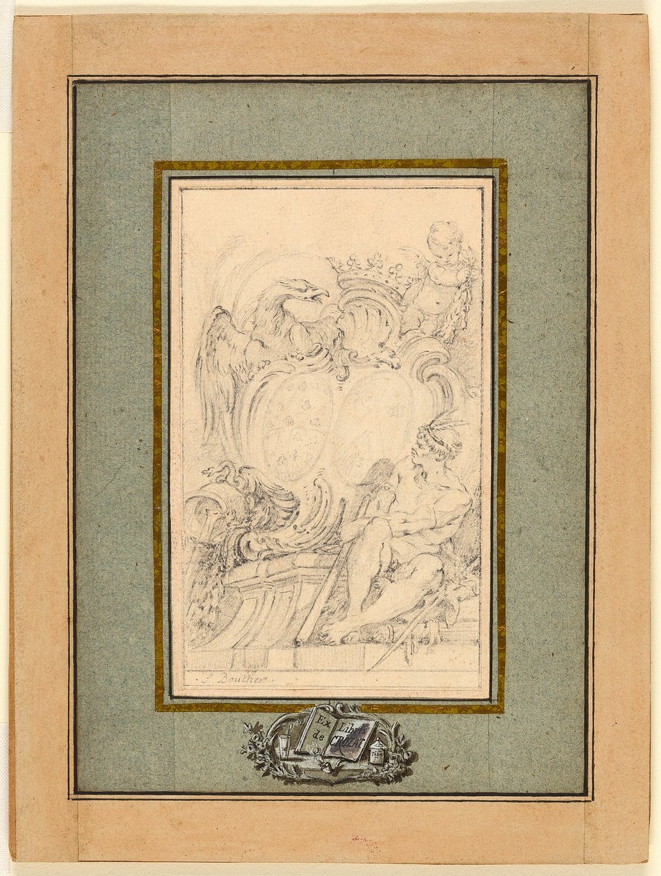 Ex libris araldico per Crozat, Barone di Thiers da François Boucher