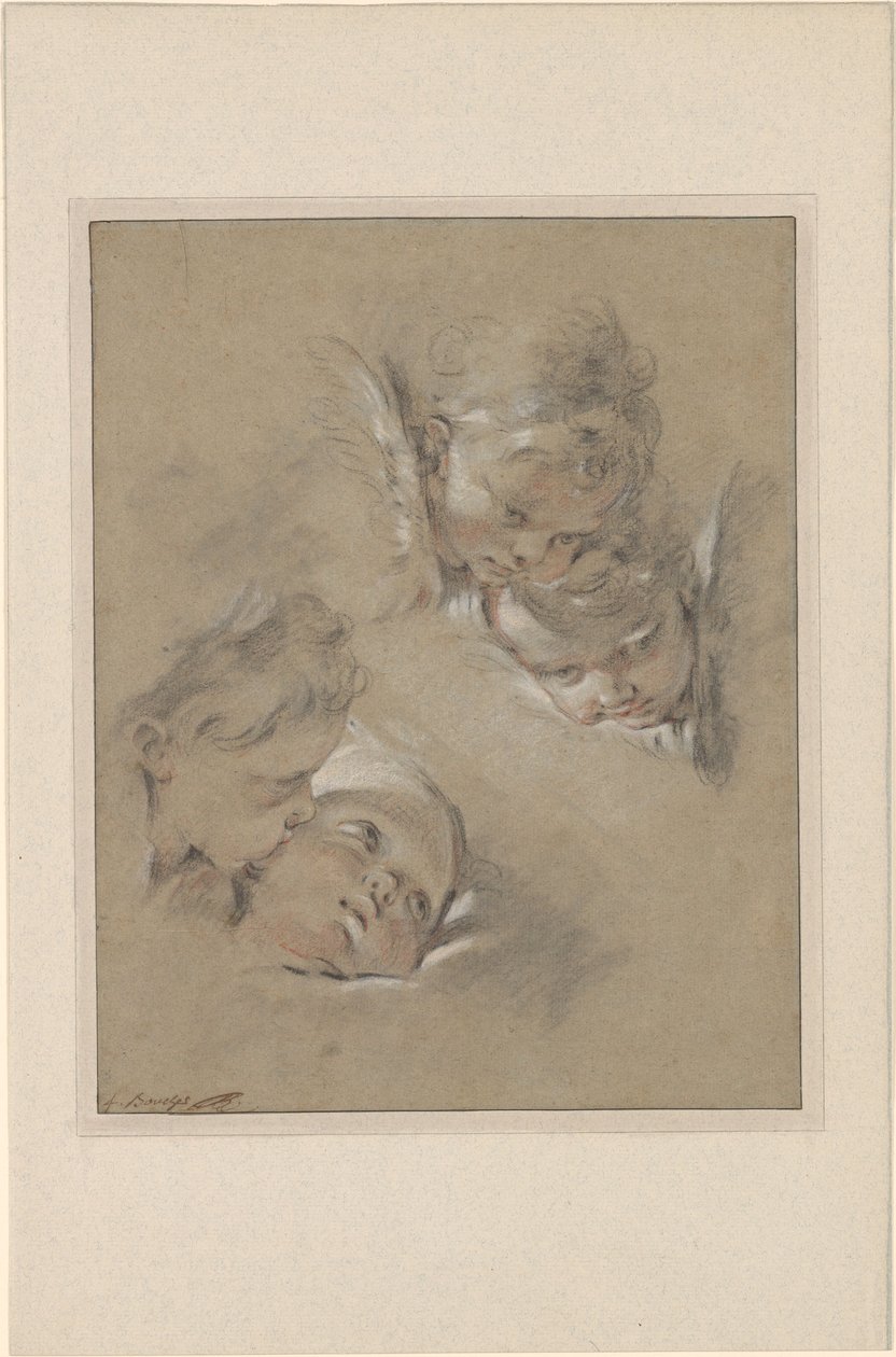 Boucher - Quattro teste di cherubini, III, 104b da François Boucher