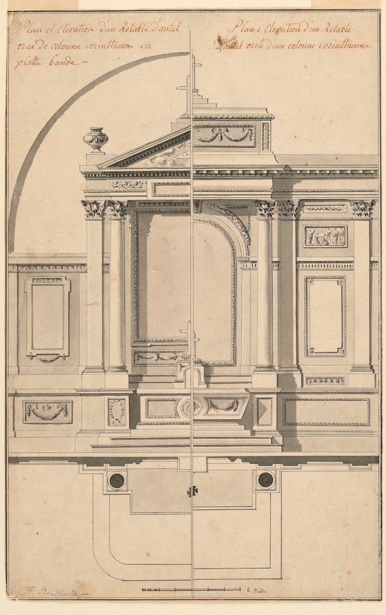 Disegno, prospetto del paravento dell