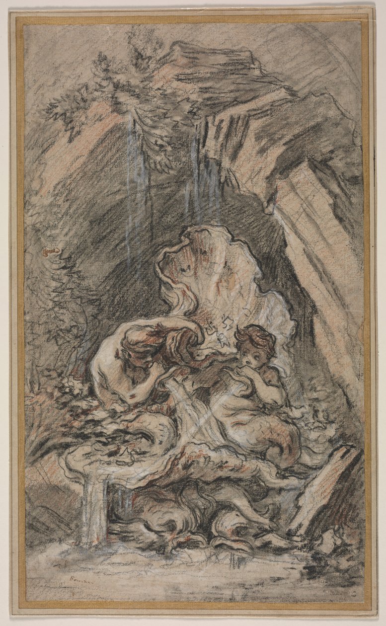 Fontana con due tritoni che soffiano conchiglie da François Boucher