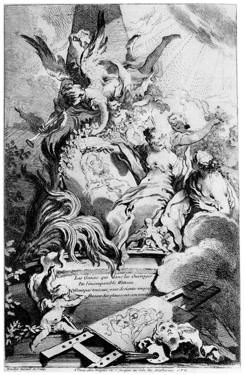 Le Grazie alla tomba di Watteau, c1720-1770 da François Boucher