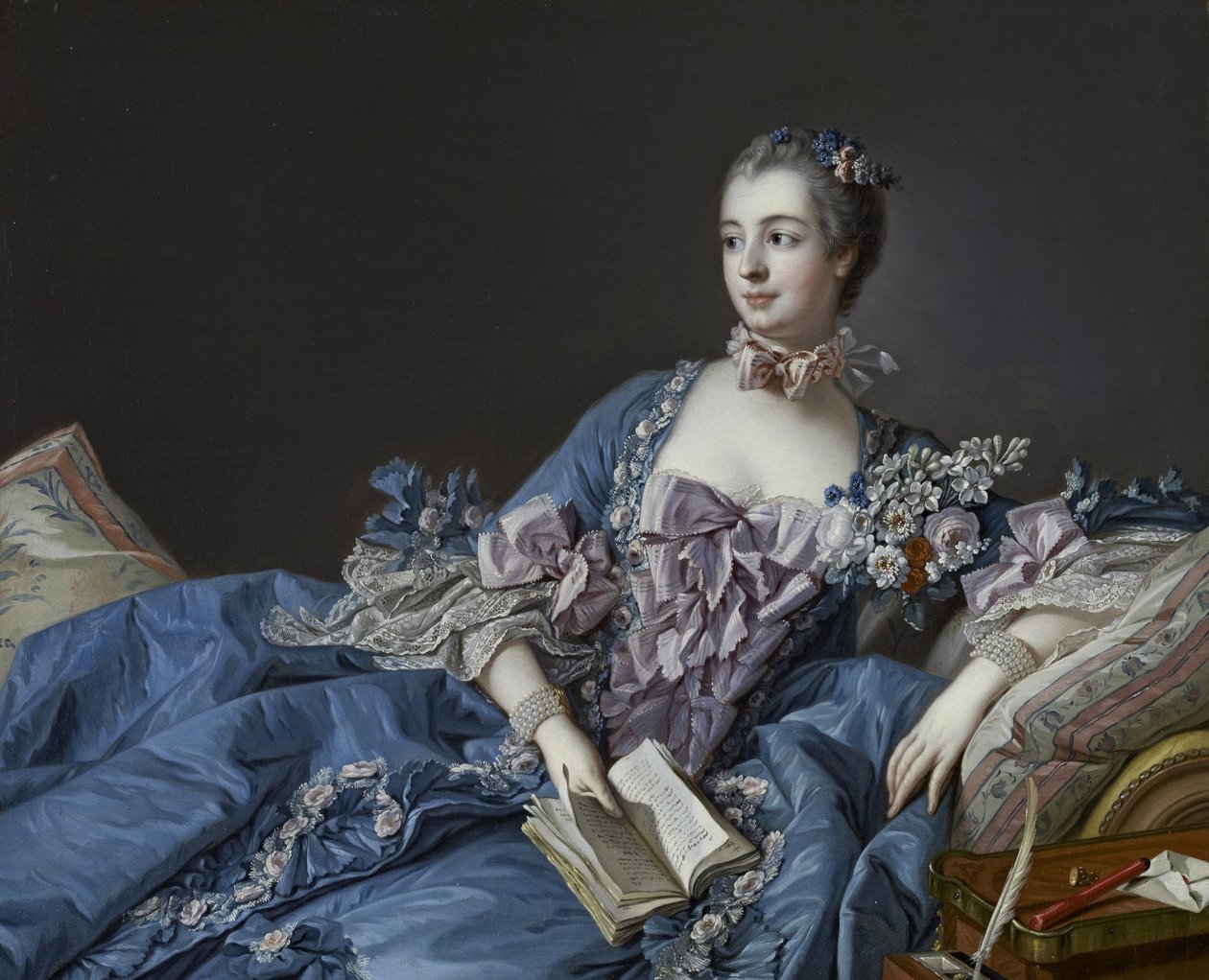Ritratto della marchesa de Pompadour 1721-1764, ca 1758 da François Boucher