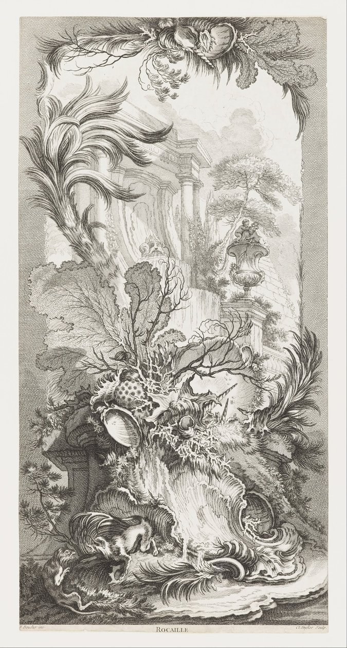 Rocaille [Design rococò], in Nouveaux Morceaux pour des Paravents [Nuovi concetti per i paraventi]. da François Boucher