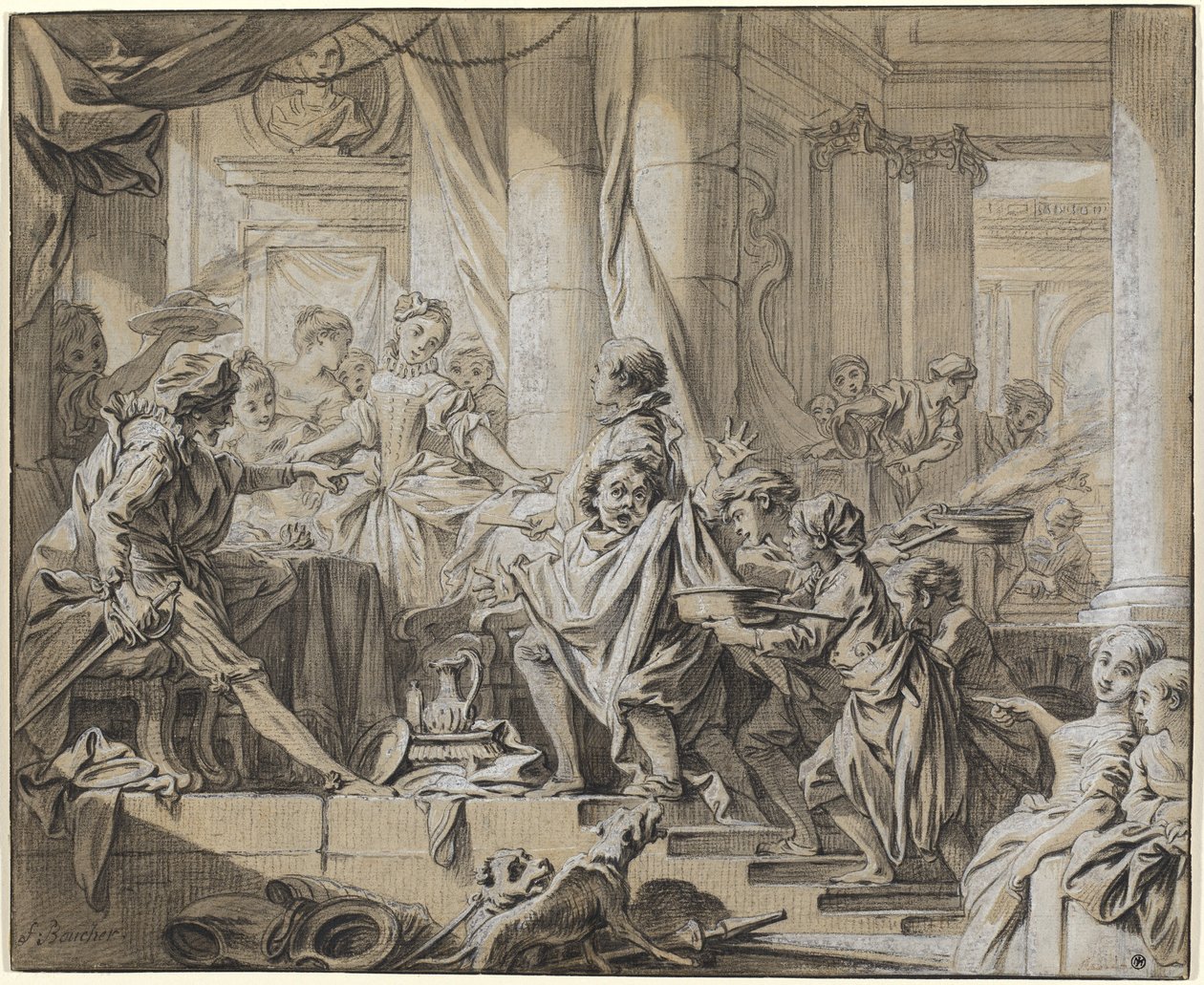 Sancho fugge dai servi del Duca da François Boucher