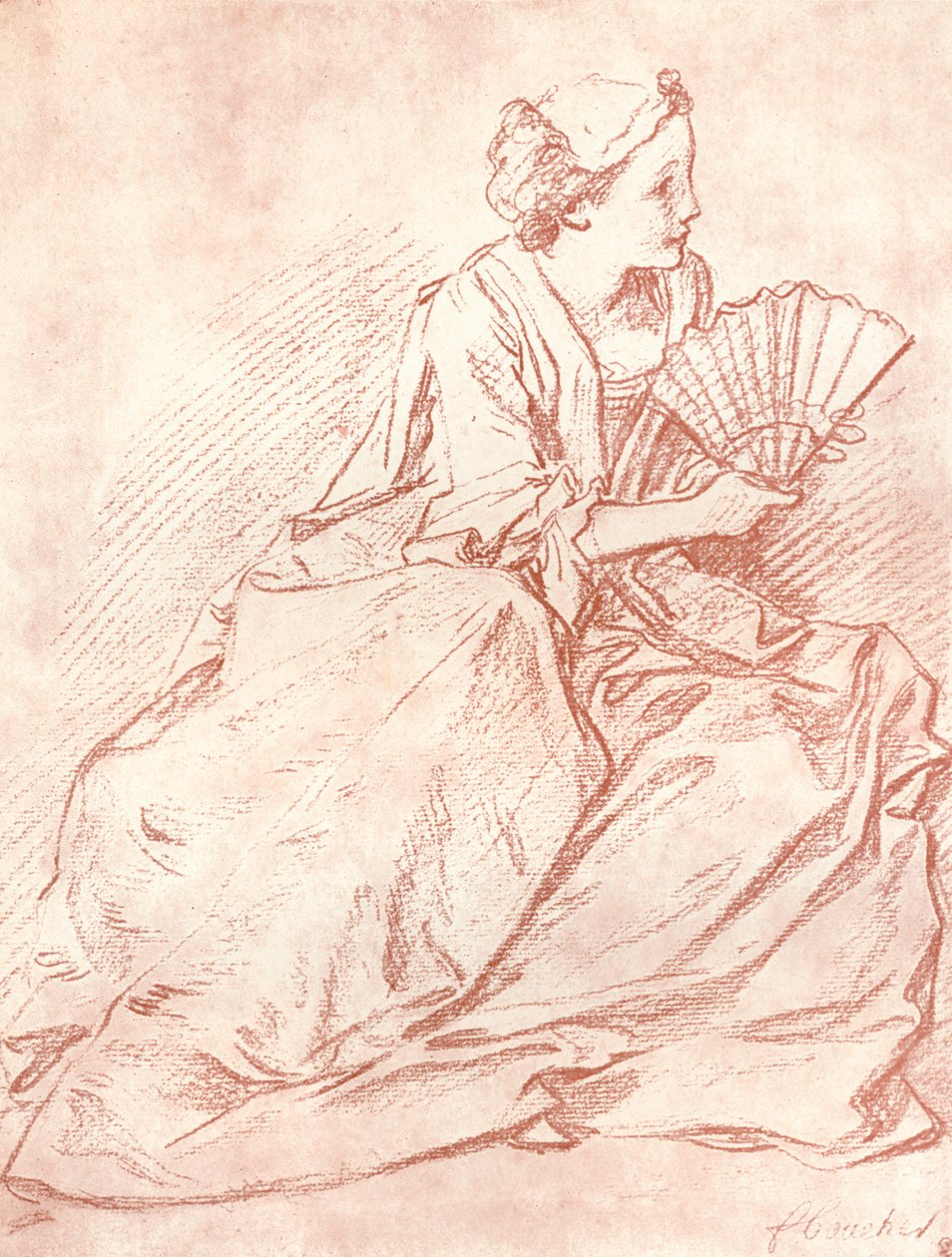 La signora con il ventaglio, XVIII secolo da François Boucher