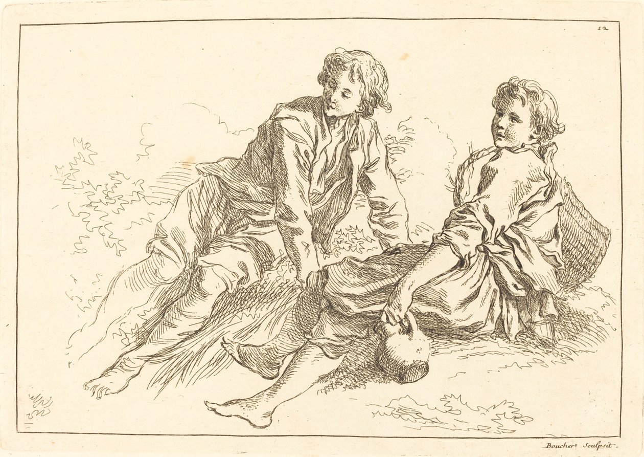 Pastorelli sdraiati da François Boucher after Abraham Bloemaert