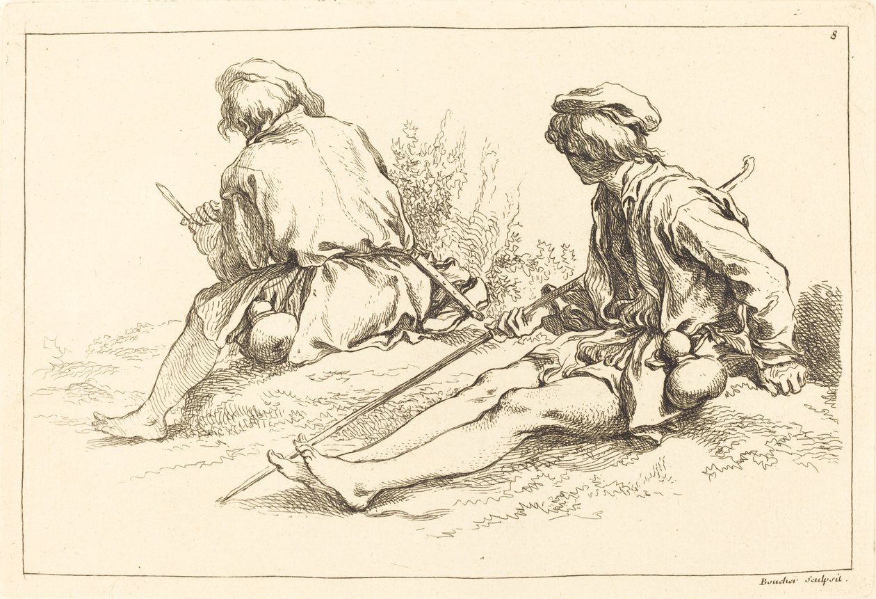 Pastorelli seduti da François Boucher after Abraham Bloemaert