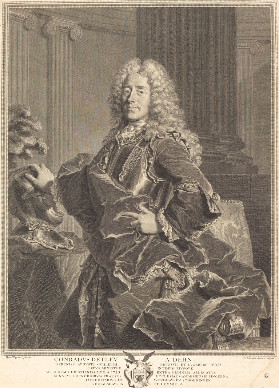 Conradus Detleu von Dehn da François Chereau I after Hyacinthe Rigaud