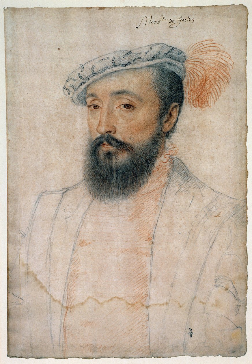 Ritratto di Monsignor di Gordes (1513 - 1578). Disegno a sanguigna e pietra nera di Clouet Francois (1515-1572) da François Clouet