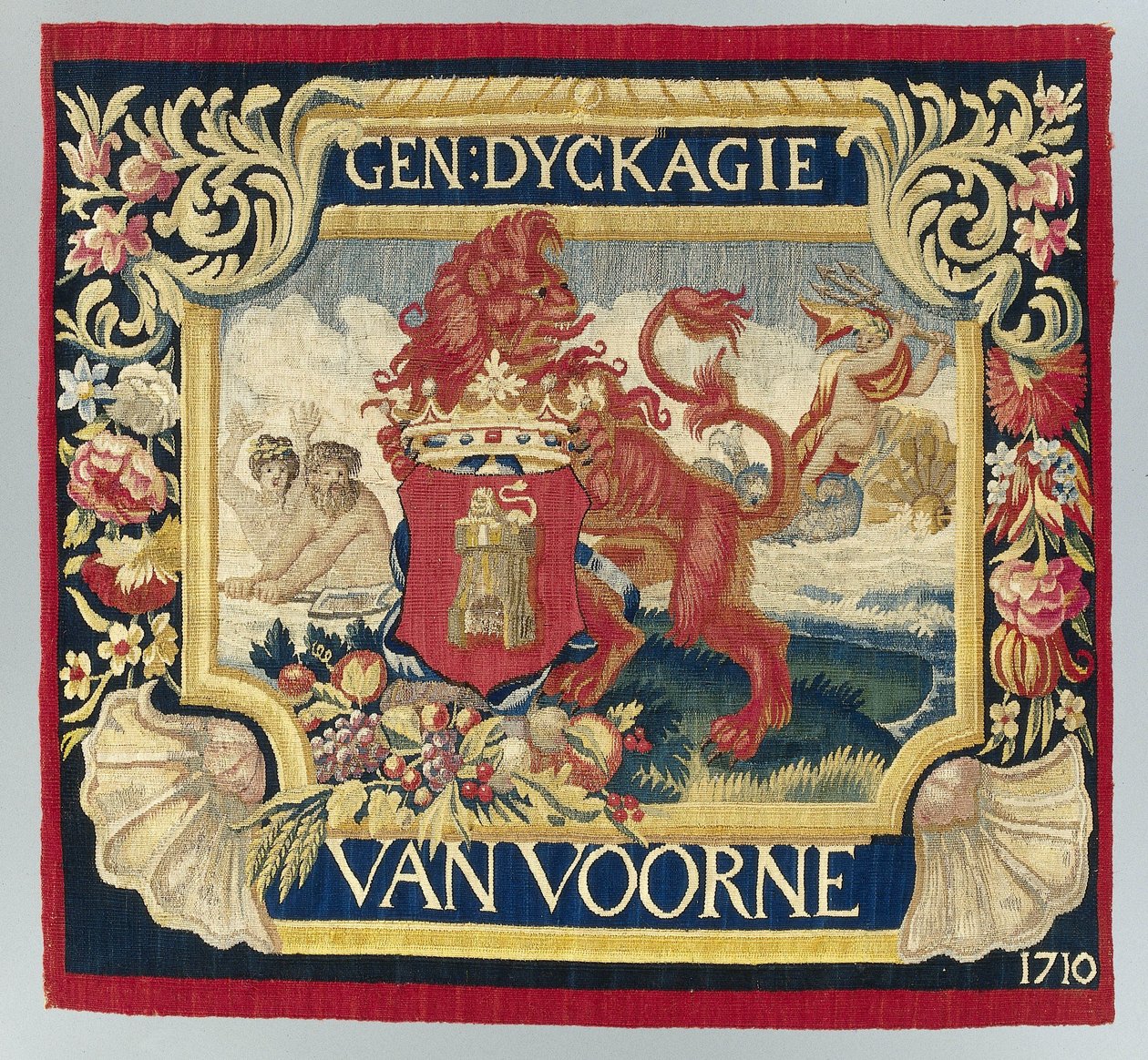 Cuscino con una rappresentazione simbolica e lo stemma di Voorne da François Coppens (attributed to)