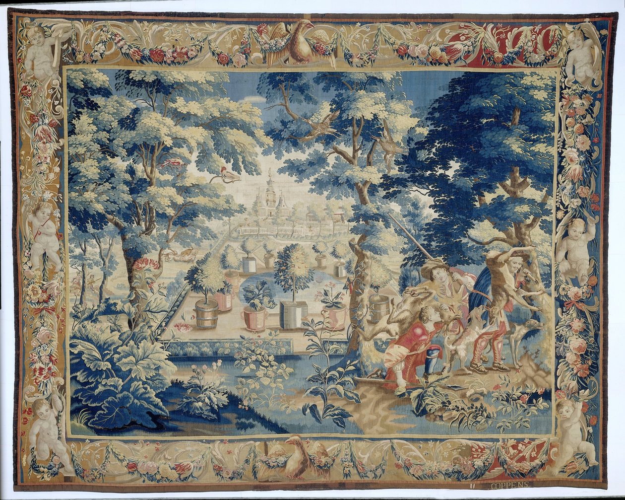 Veduta del parco con cacciatori e la loro preda da François Coppens