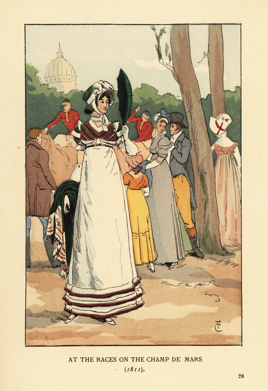 Donna alla moda alle corse di cavalli sul Champ de Mars da François Courboin