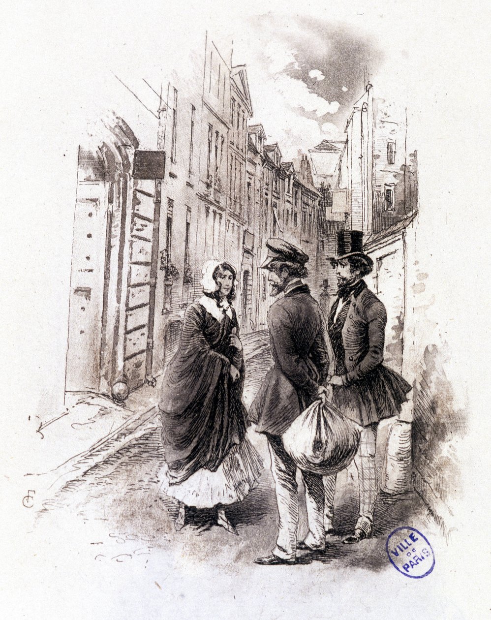 Illustrazione di "Profilo di grisette" appartenente al Receuil "Mimi de Pinson" di Alfred de Musset da François Courboin
