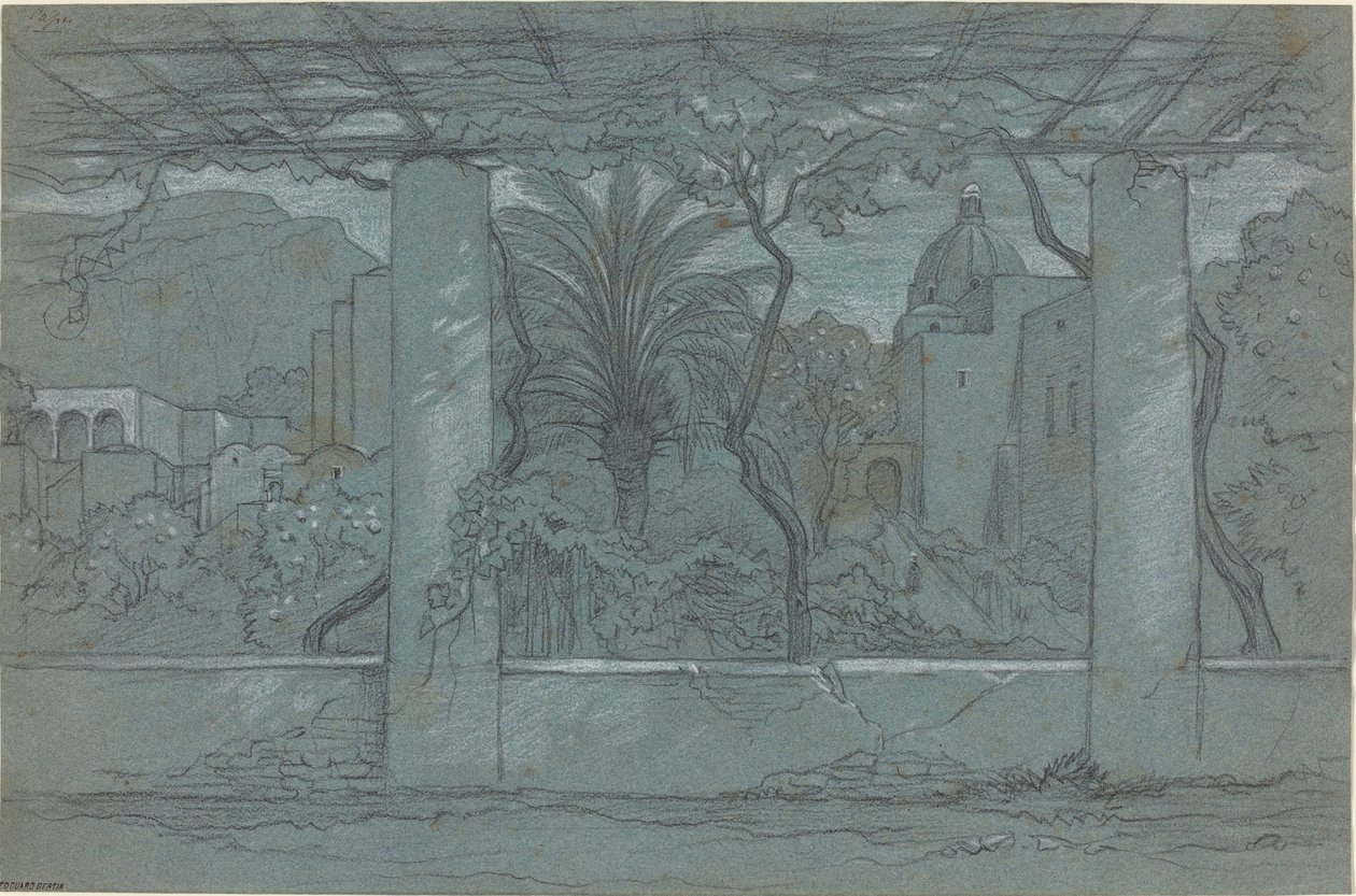 Una terrazza e giardino a Capri [recto] da François Edouard Bertin