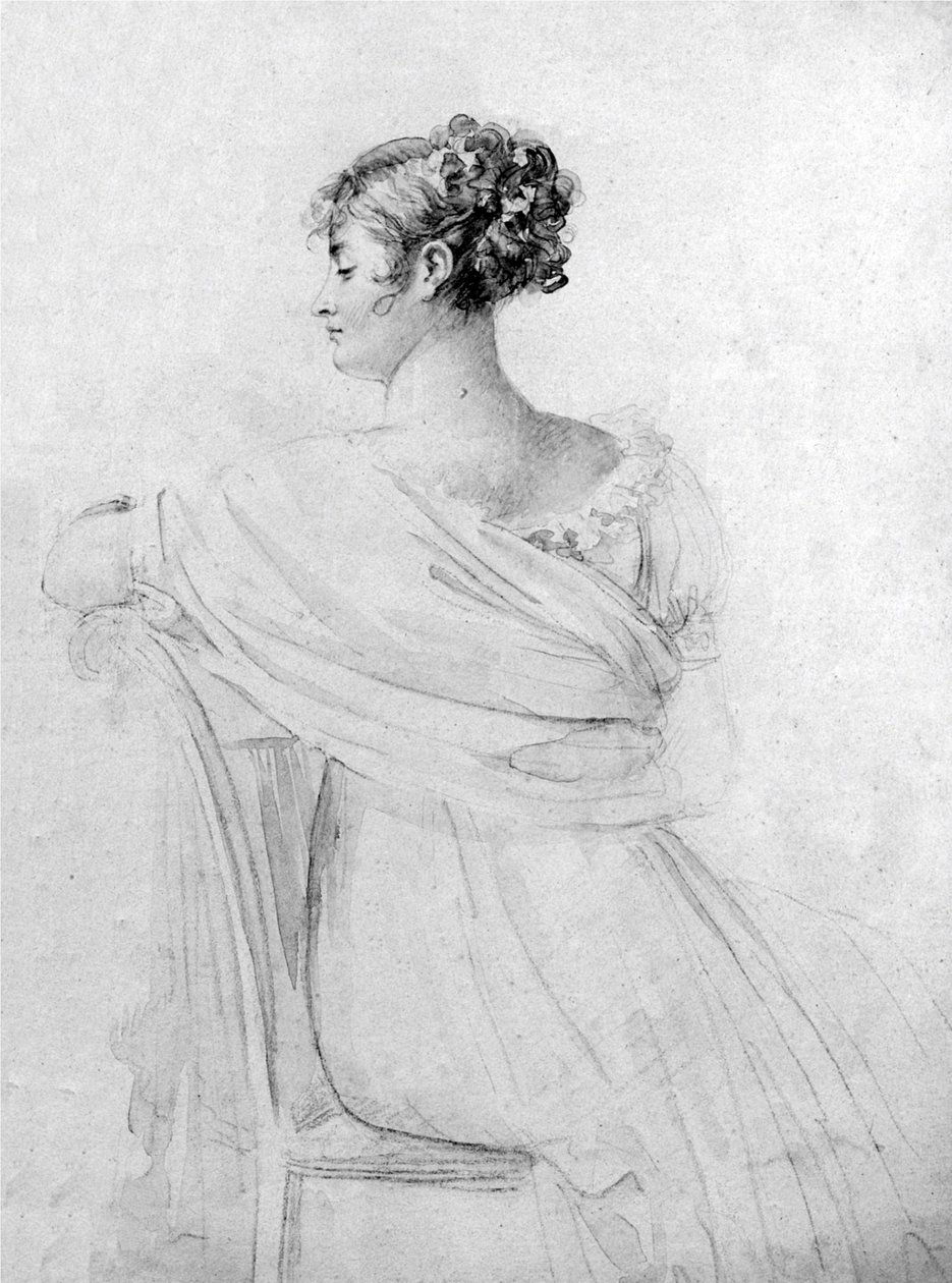 Ritratto della signora Récamier, gesso nero, lumeggiature ad acquerello, di François Gérard. da François Gérard