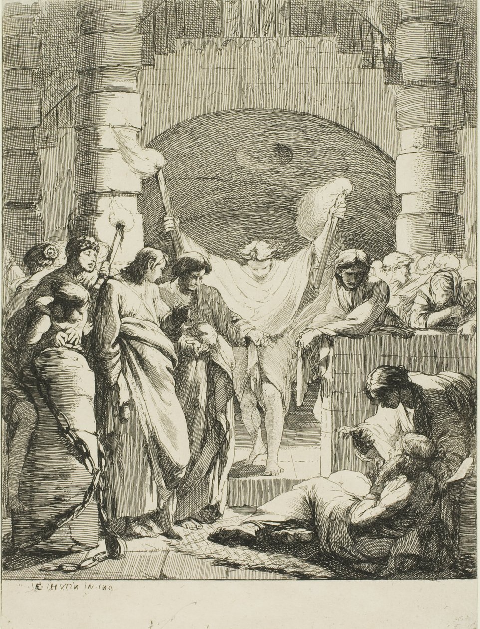 Visitare i prigionieri, da Le sette opere di misericordia da François Hutin