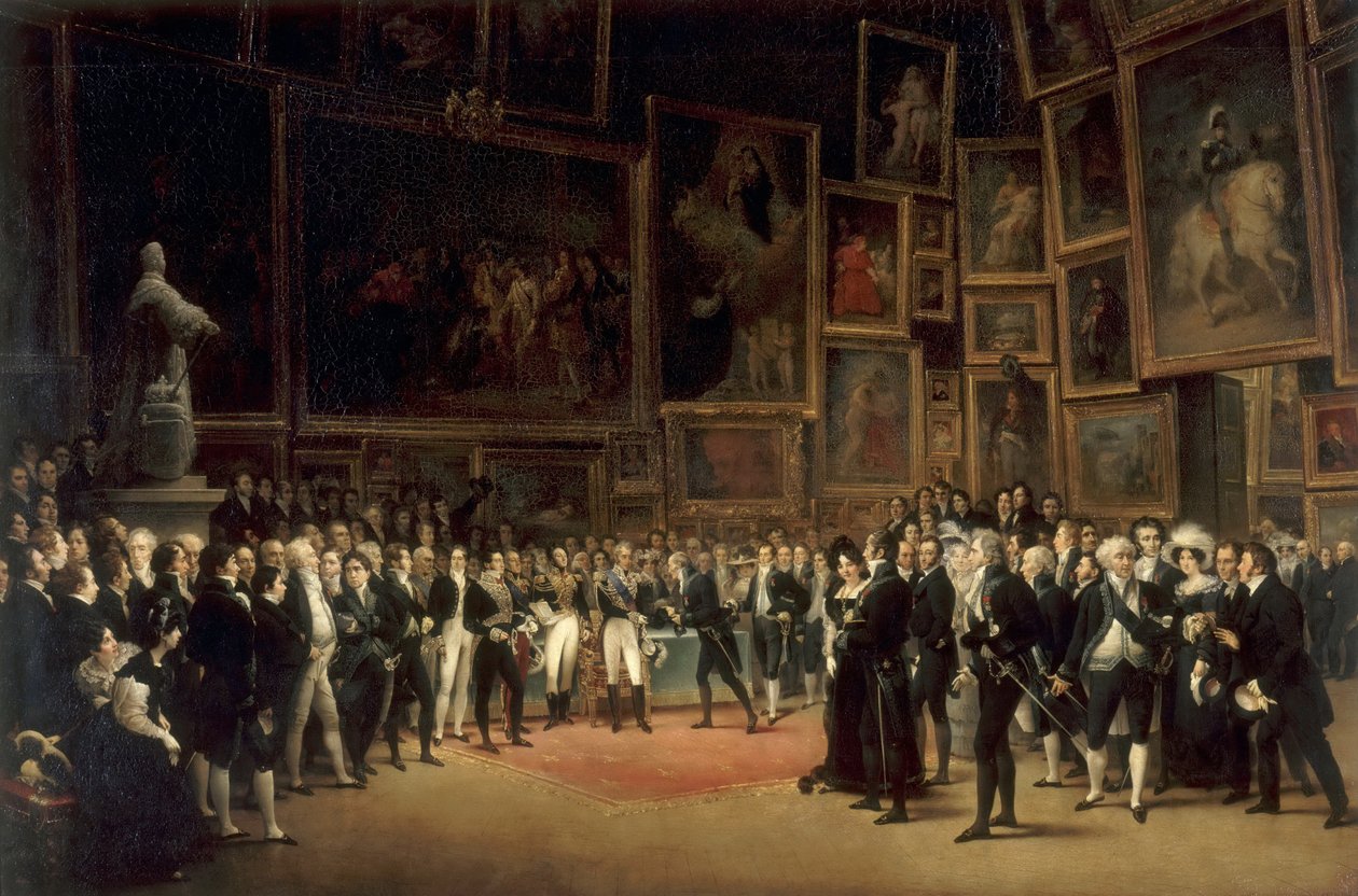 Carlo X distribuisce premi agli artisti che espongono al Salon del 1824 al Louvre da François Joseph Heim