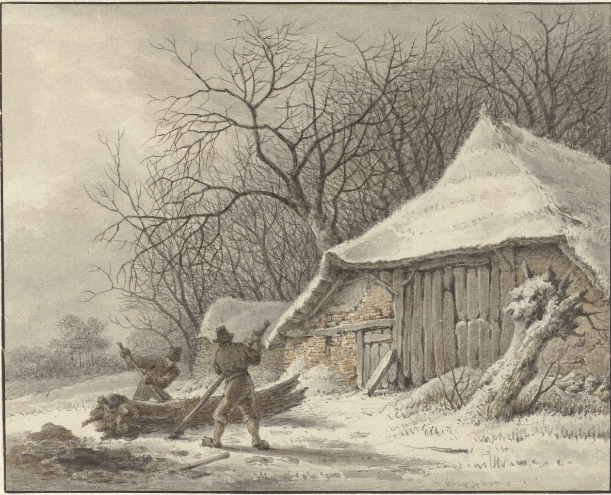 Paesaggio invernale con fattoria vicino al Voorbroek a Terborg da François Joseph Pfeiffer (II)