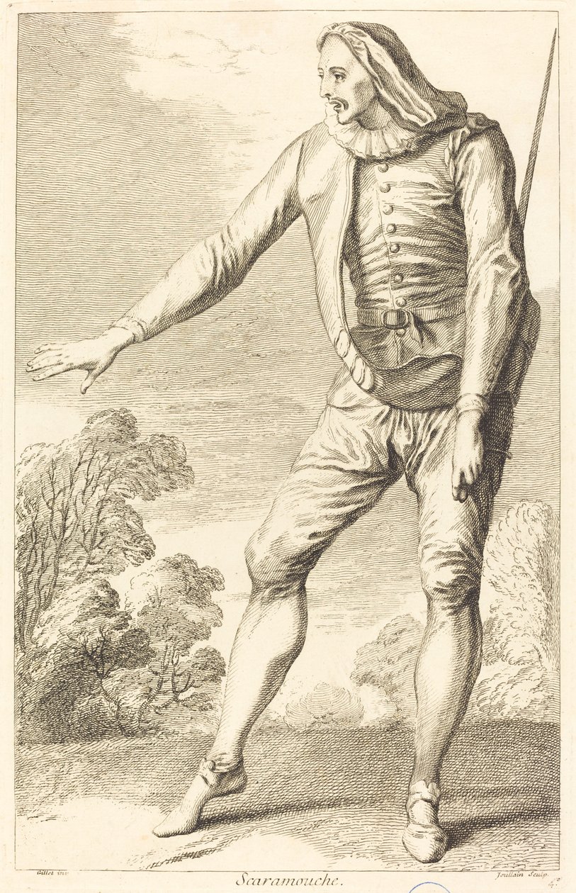 Scaramouche da François Joullain after Claude Gillot