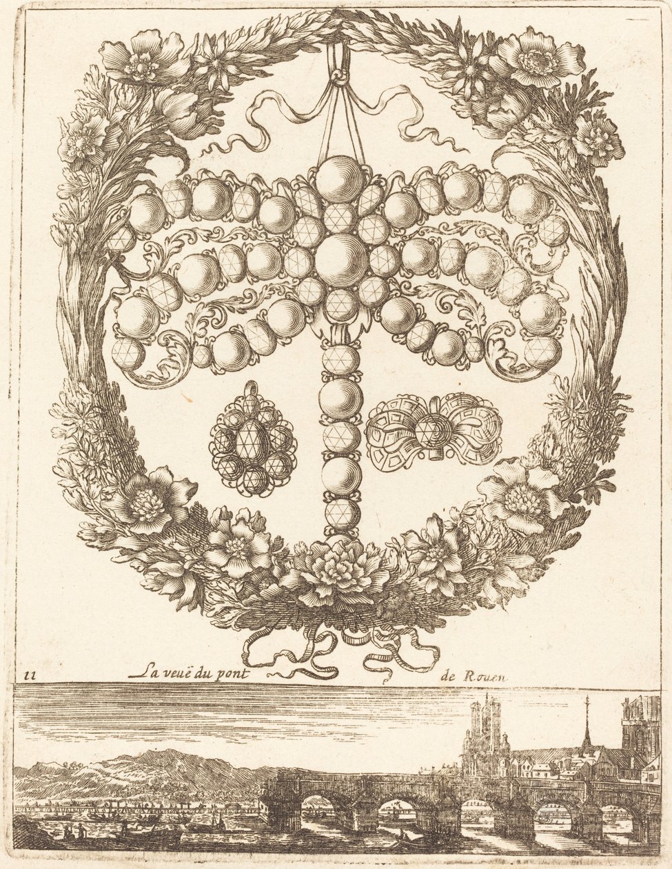 La vista del ponte di Rouen da François Le Febvre