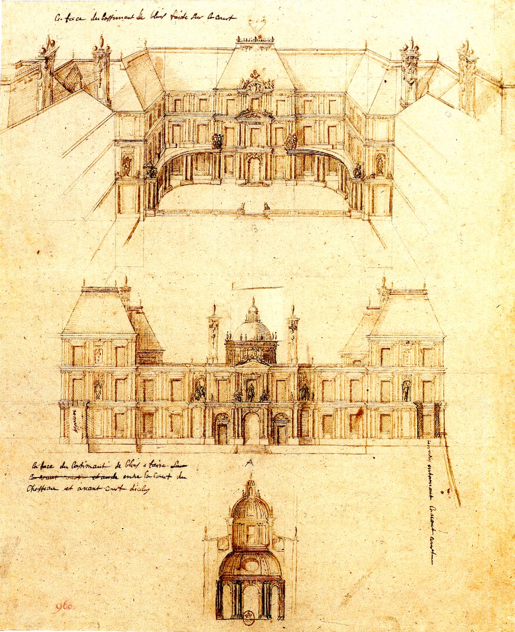 François Mansart, progetto per Blois - Cosperec 1998 p. 160 da Francois Mansart