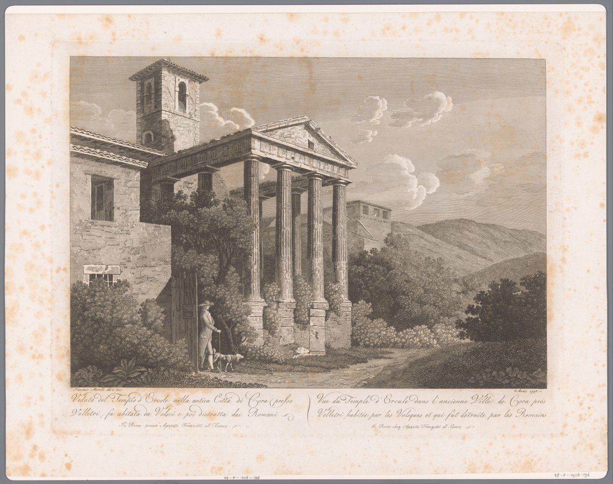 Veduta del Tempio di Ercole a Cori vicino a Velletri (Vedute di Roma) da François Morel