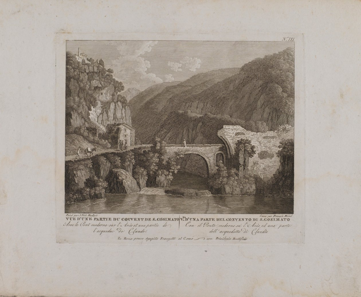 Veduta di una parte del convento di S. Cosimato (n. III) da François Morel