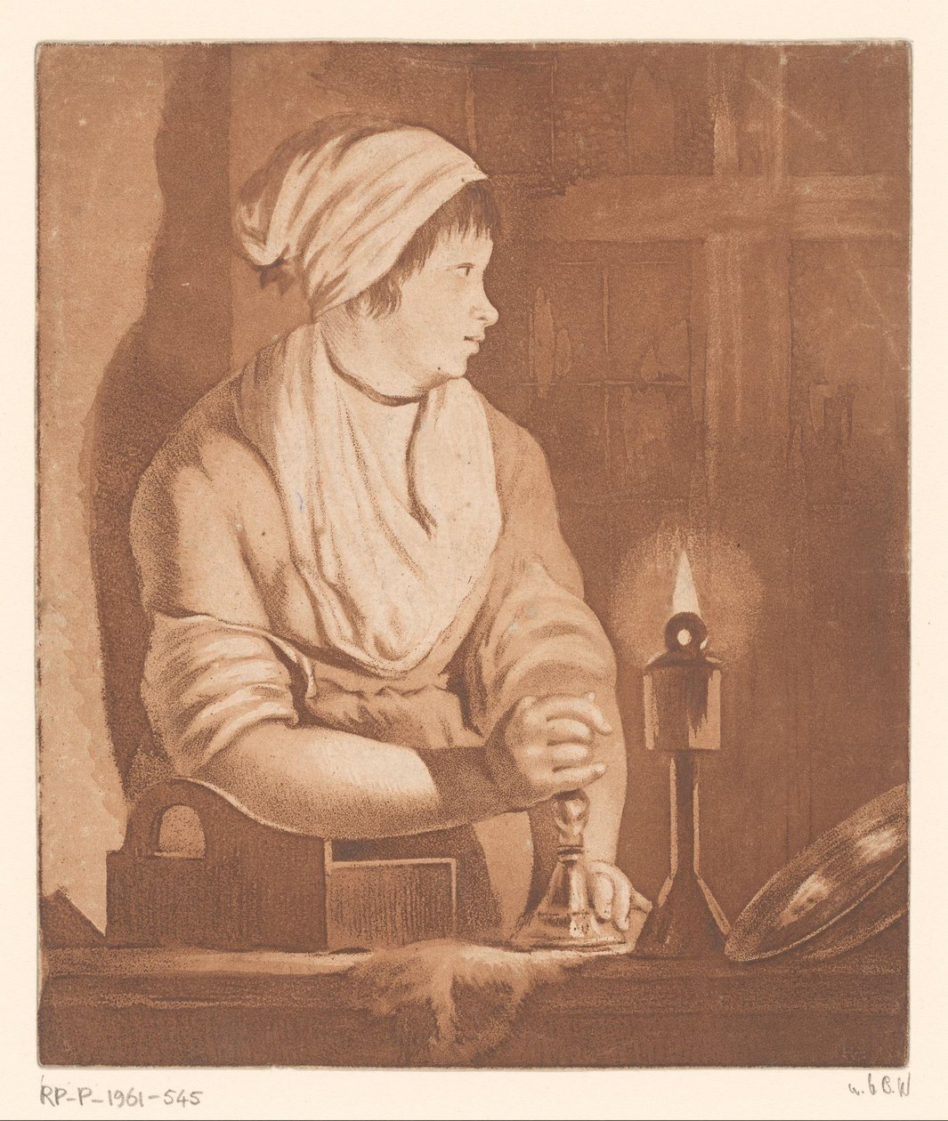 Donna alla luce della candela da François Philippe Charpentier (possibly)