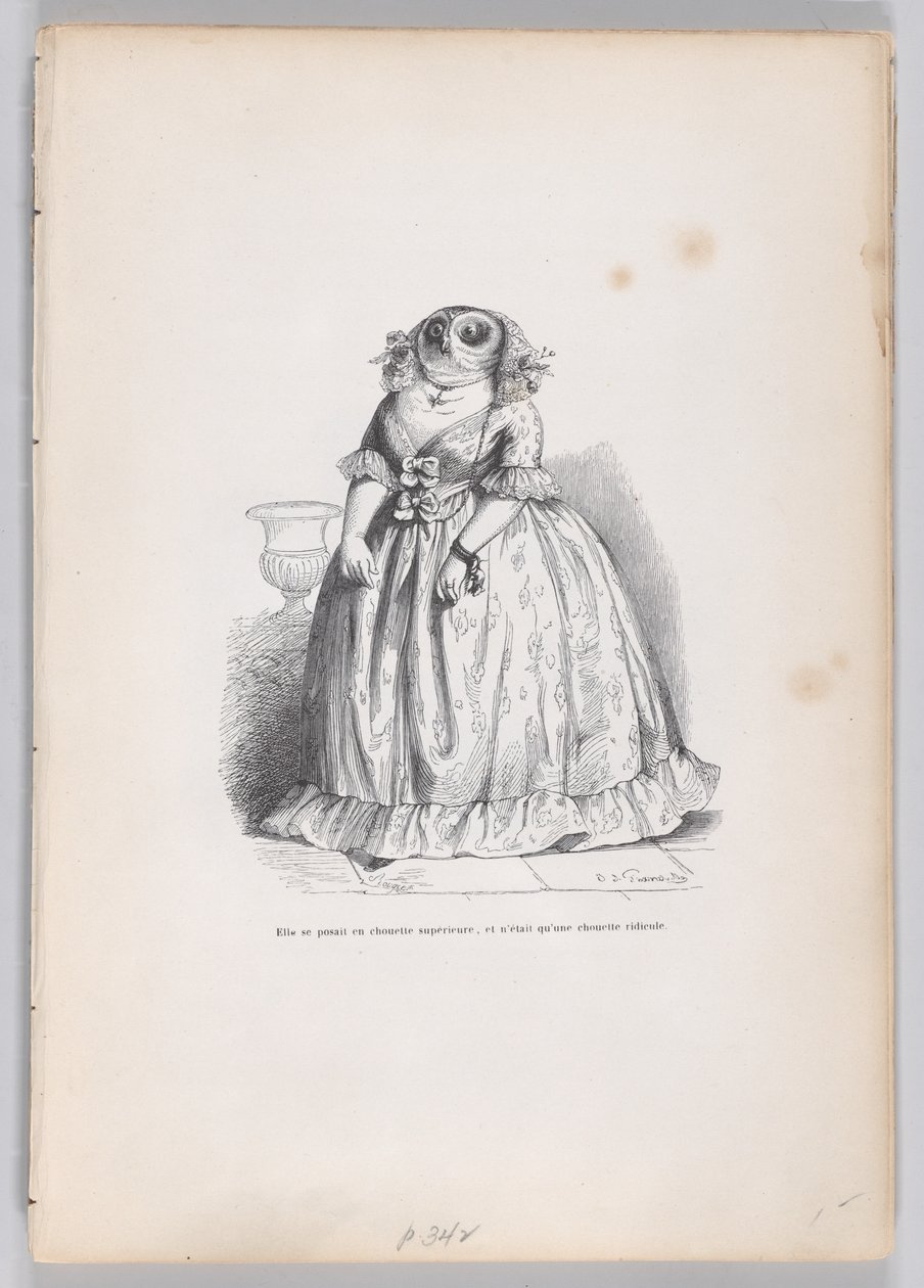 Si pose come un gufo superiore, ed era solo un gufo ridicolo da Scene da..., ca. 1837-47 da François Rouget