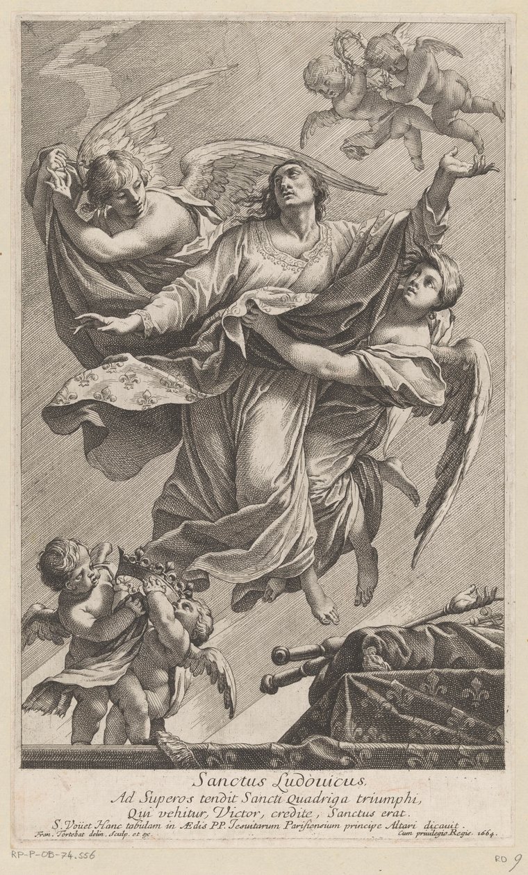 San Luigi IX portato in cielo da due angeli da François Tortebat