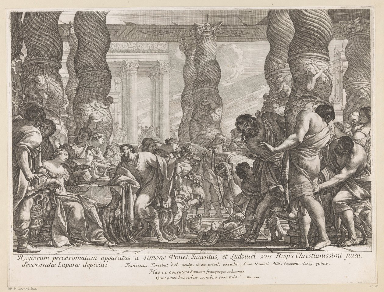 Sansone condotto a una colonna nel tempio di Dagon da François Tortebat