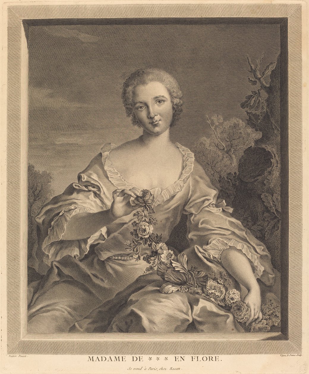 Mme. XXX come Flora da François Voyez after Jean Marc Nattier