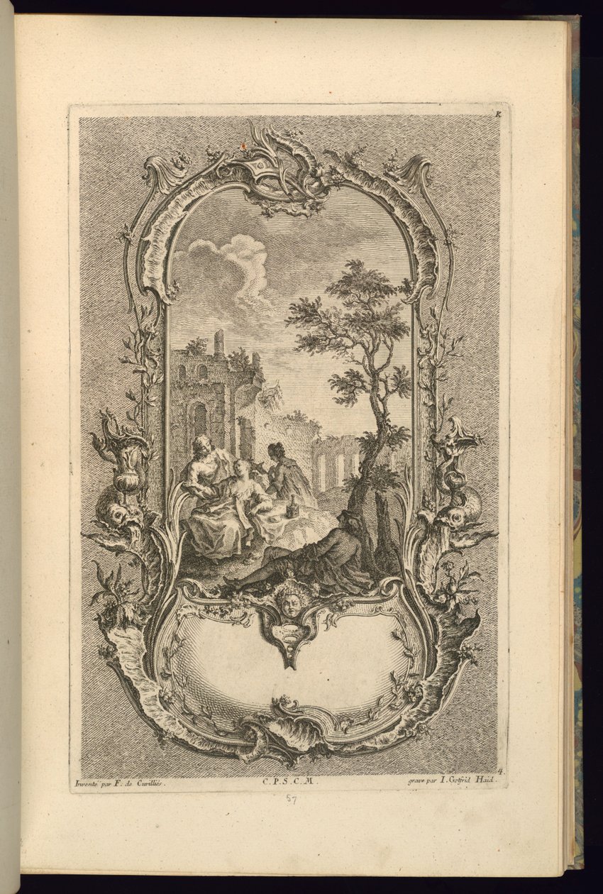Progetto per cartiglio con scomparti grandi e piccoli da François de Cuvilliés the Elder