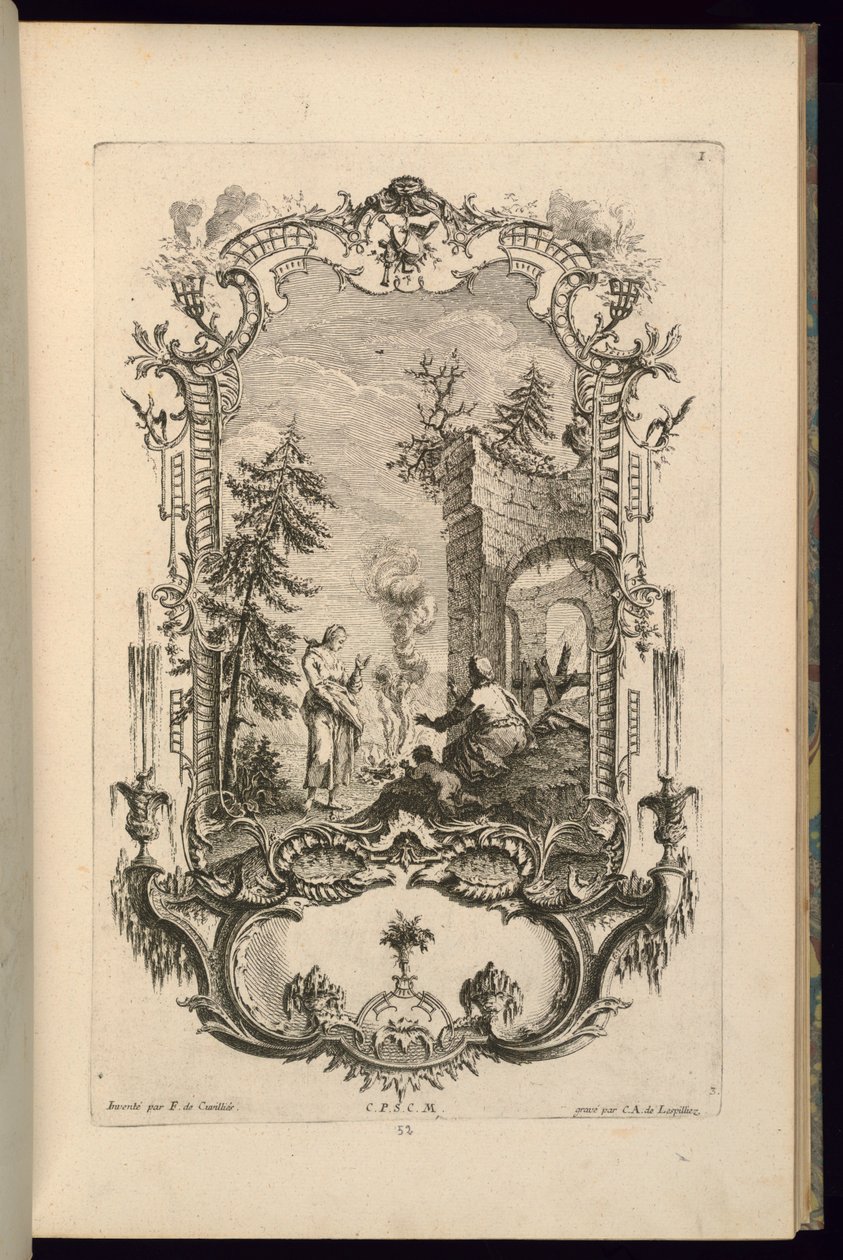 Progetto per cartiglio con compartimenti grandi e piccoli da François de Cuvilliés the Elder